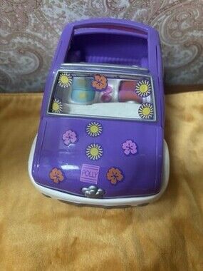 Polly Pocket Purple White Plastic Car Vehicle with Flower Decals